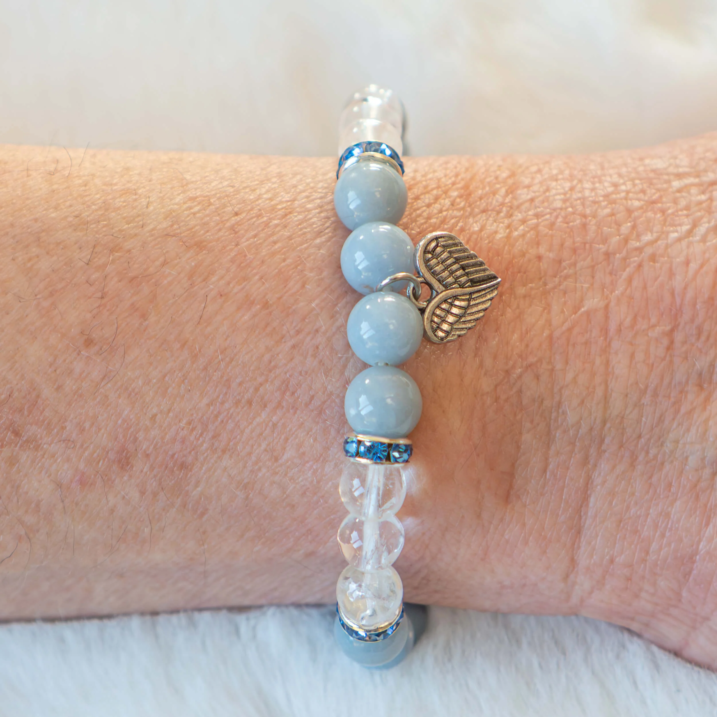 Armband Angelit/Bergkristall mit Herz - Image 2