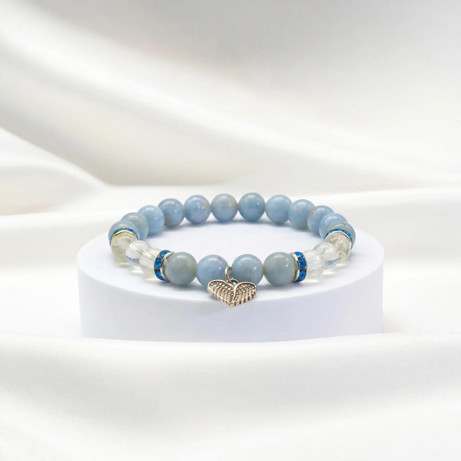 Armband Angelit/Bergkristall mit Herz - Image 3