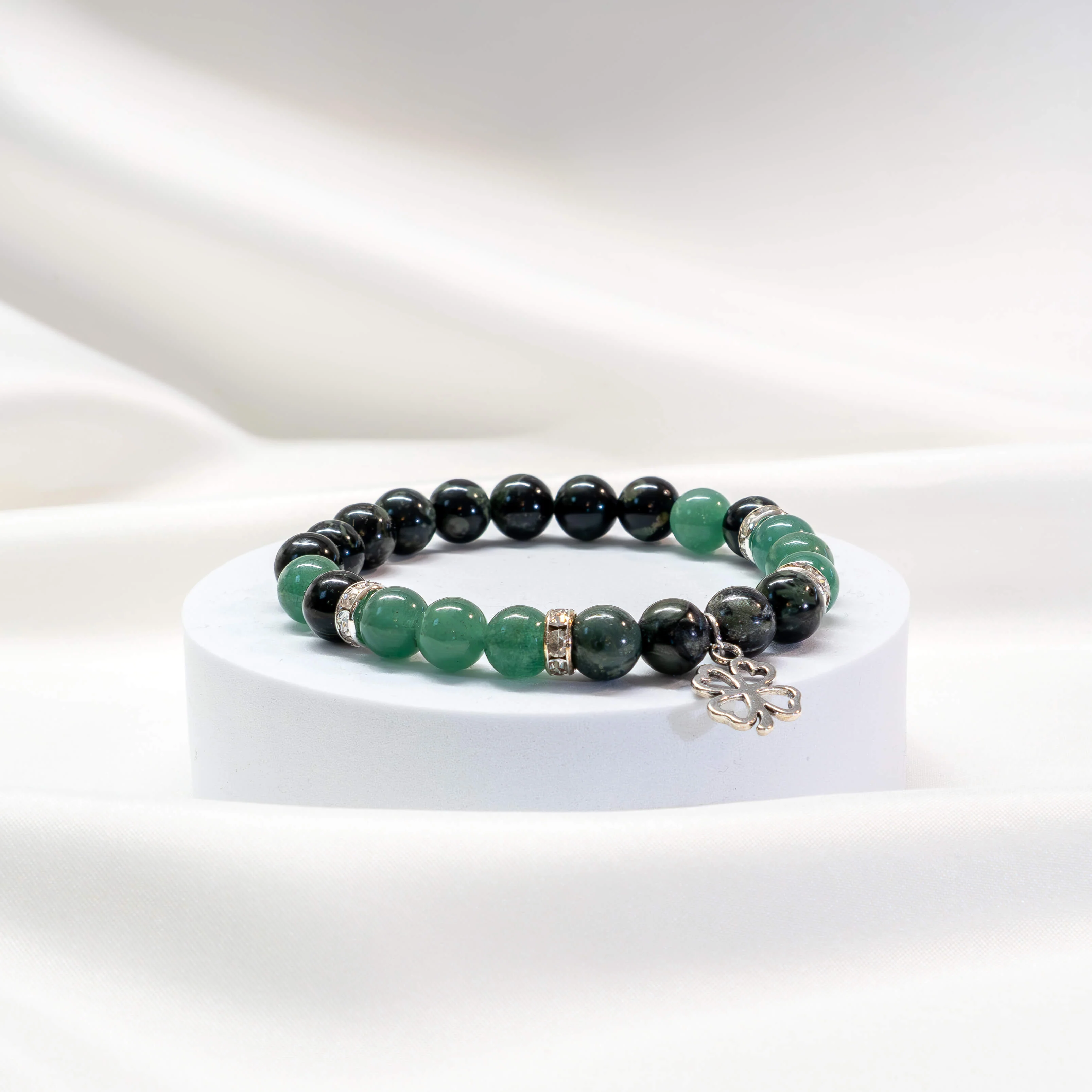 Armband Kambaba Jaspis/Aventurin mit Kleeblatt - Image 3