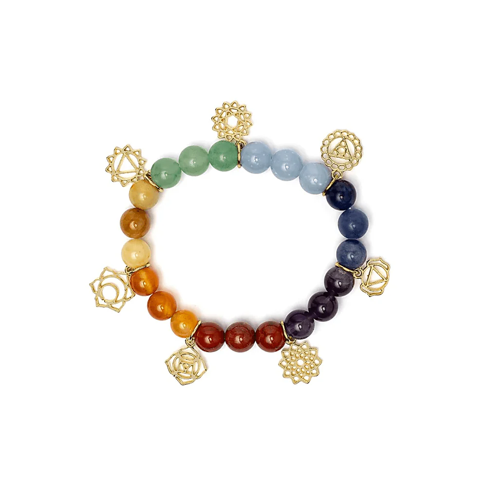 Armband mit Chakra-Symbolanhängern und Chakra-Steinen - Image 4