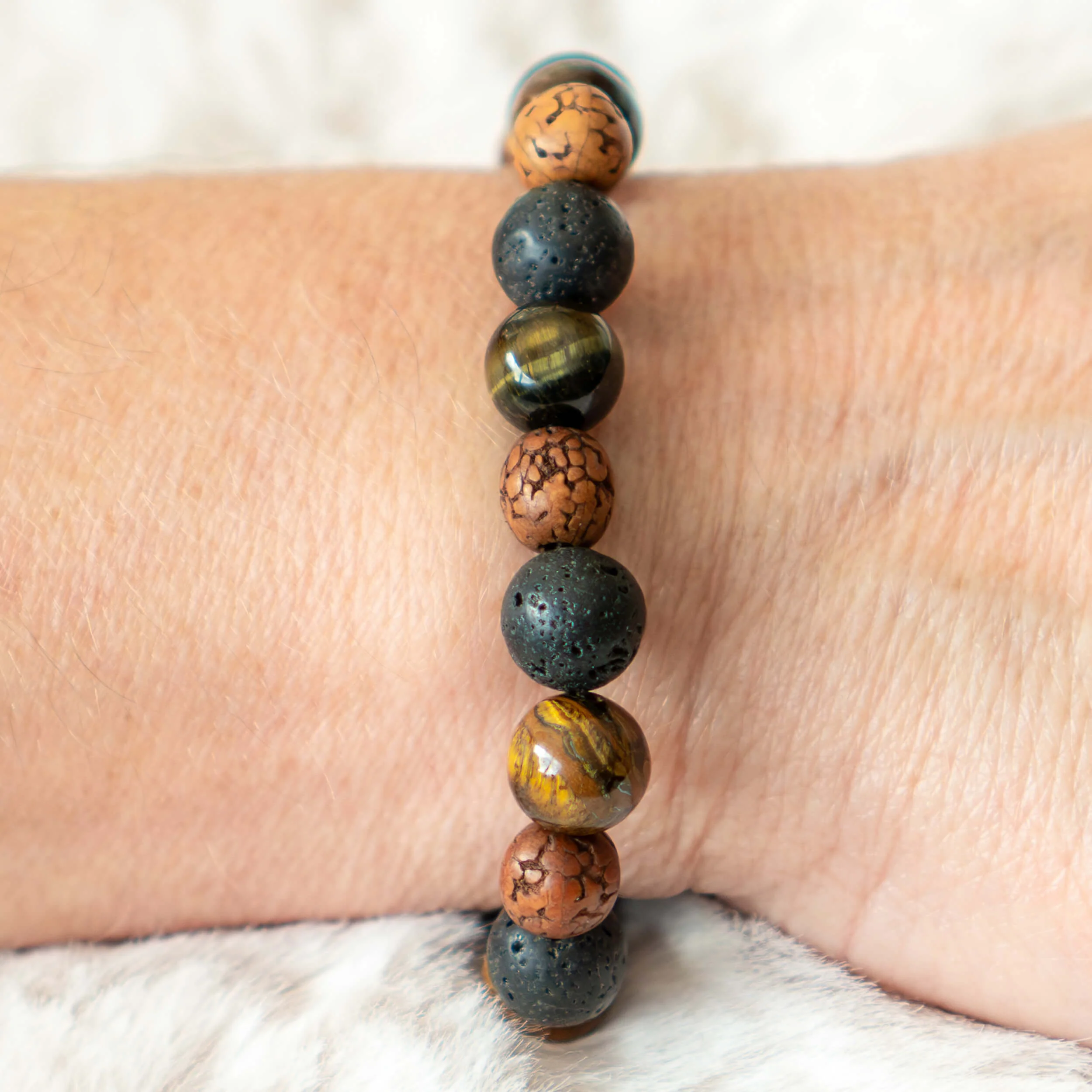 Armband Rudraksha/Tigerauge/Lavastein - Image 2
