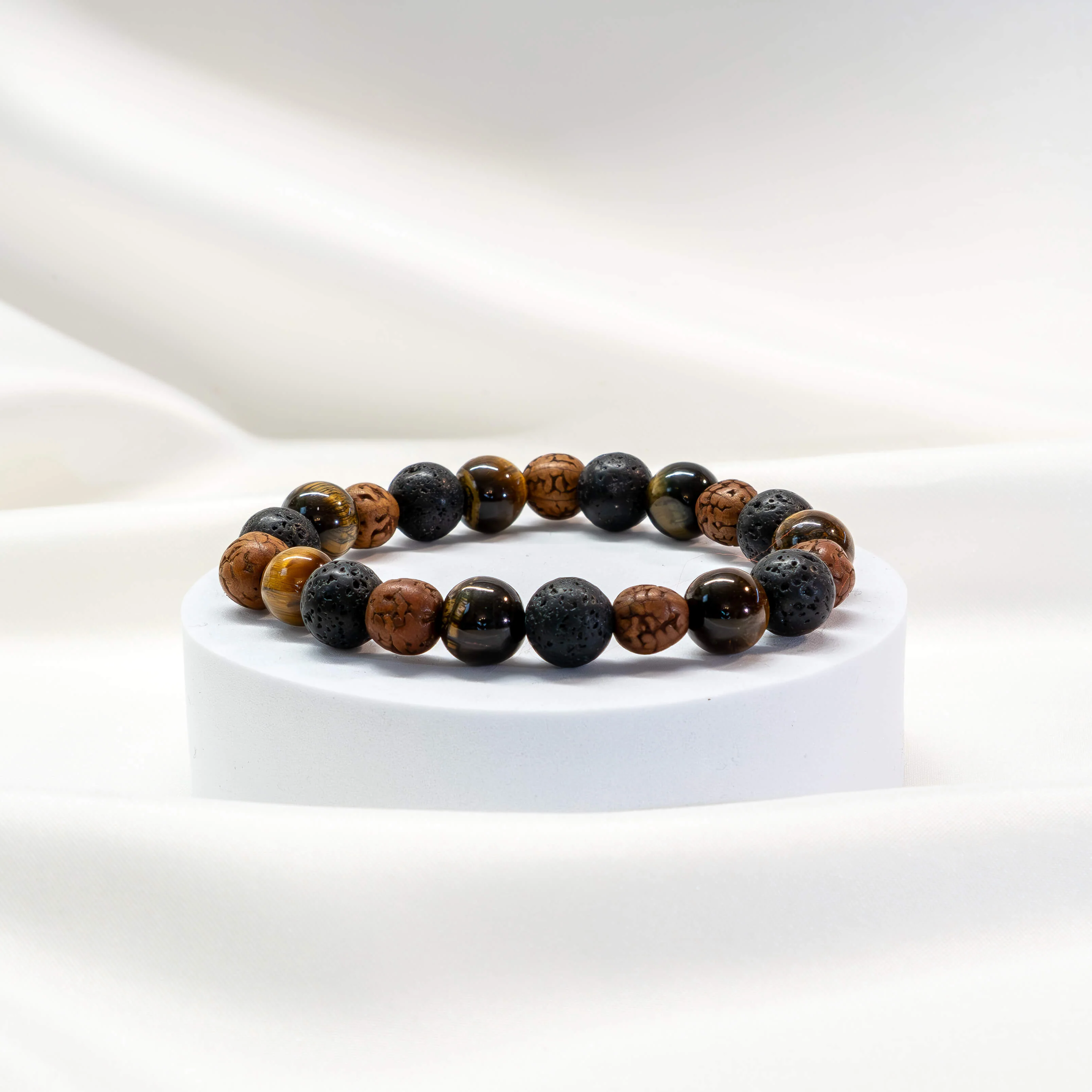 Armband Rudraksha/Tigerauge/Lavastein - Image 3