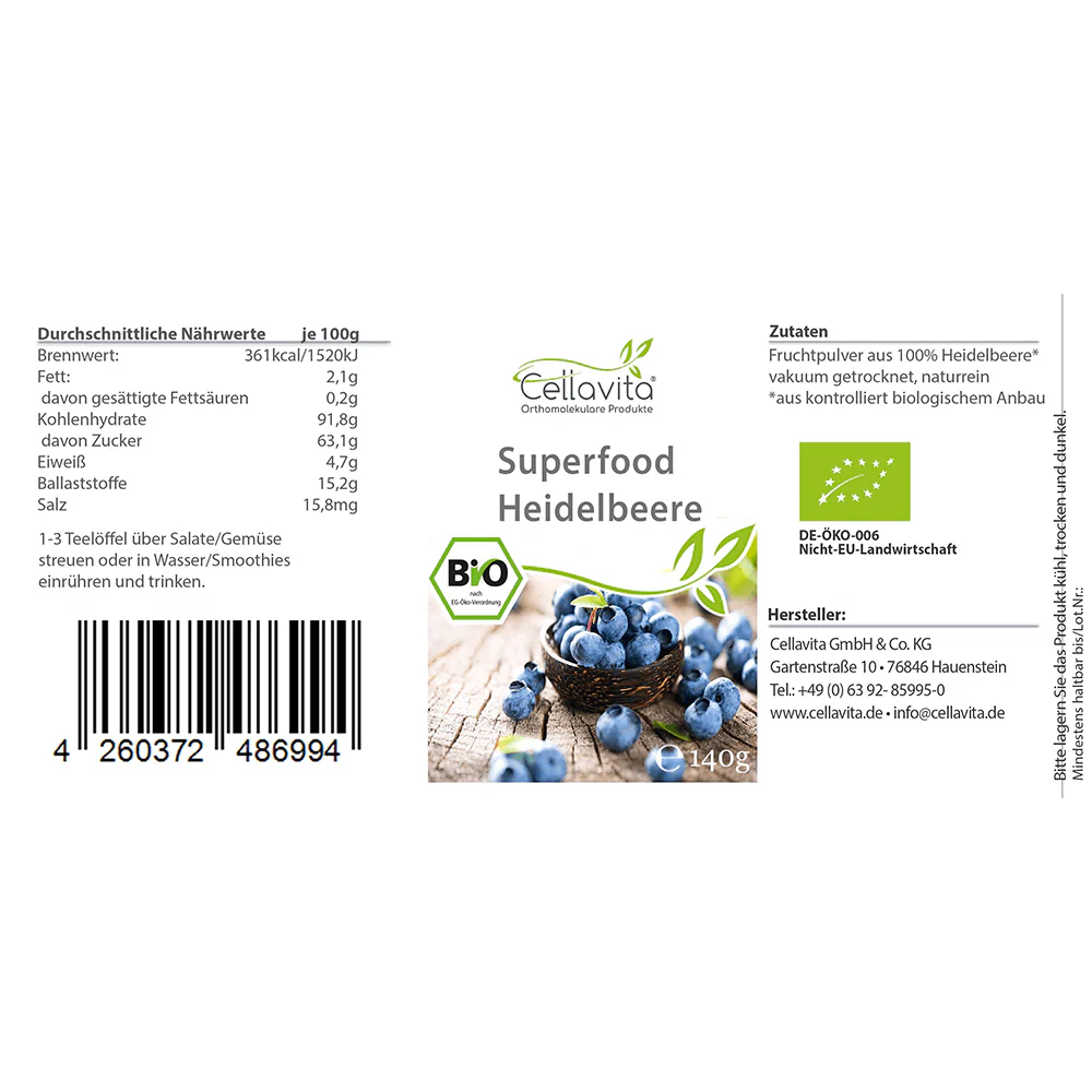 Bio Superfood Heidelbeere Pulver - Image 3