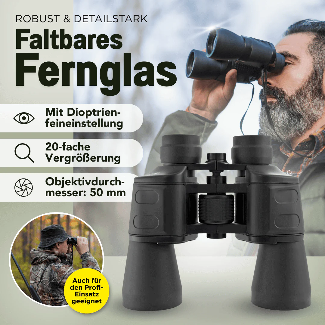 Faltbares Fernglas, 20-fache Vergrößerung, mit Kunststofftasche - Image 5