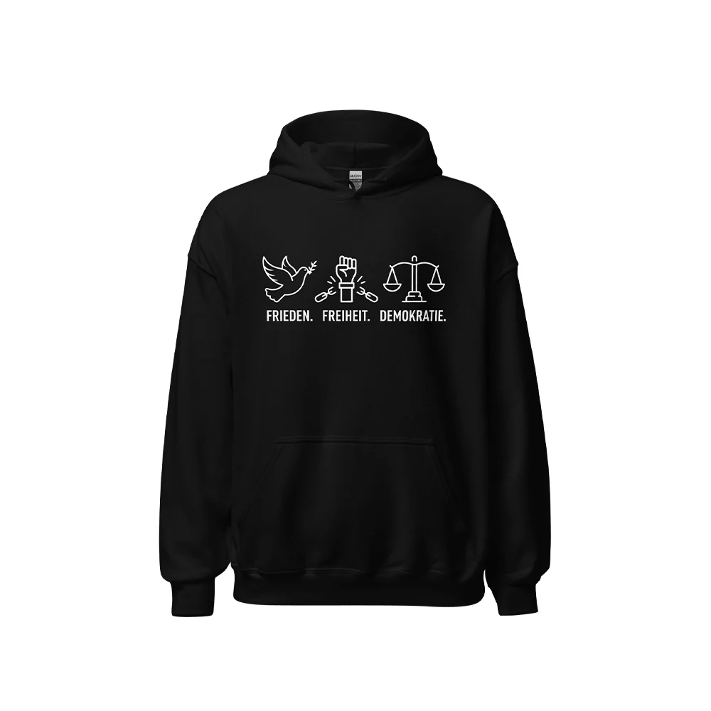 Kapuzenpullover „Frieden. Freiheit. Demokratie.“ - Image 3