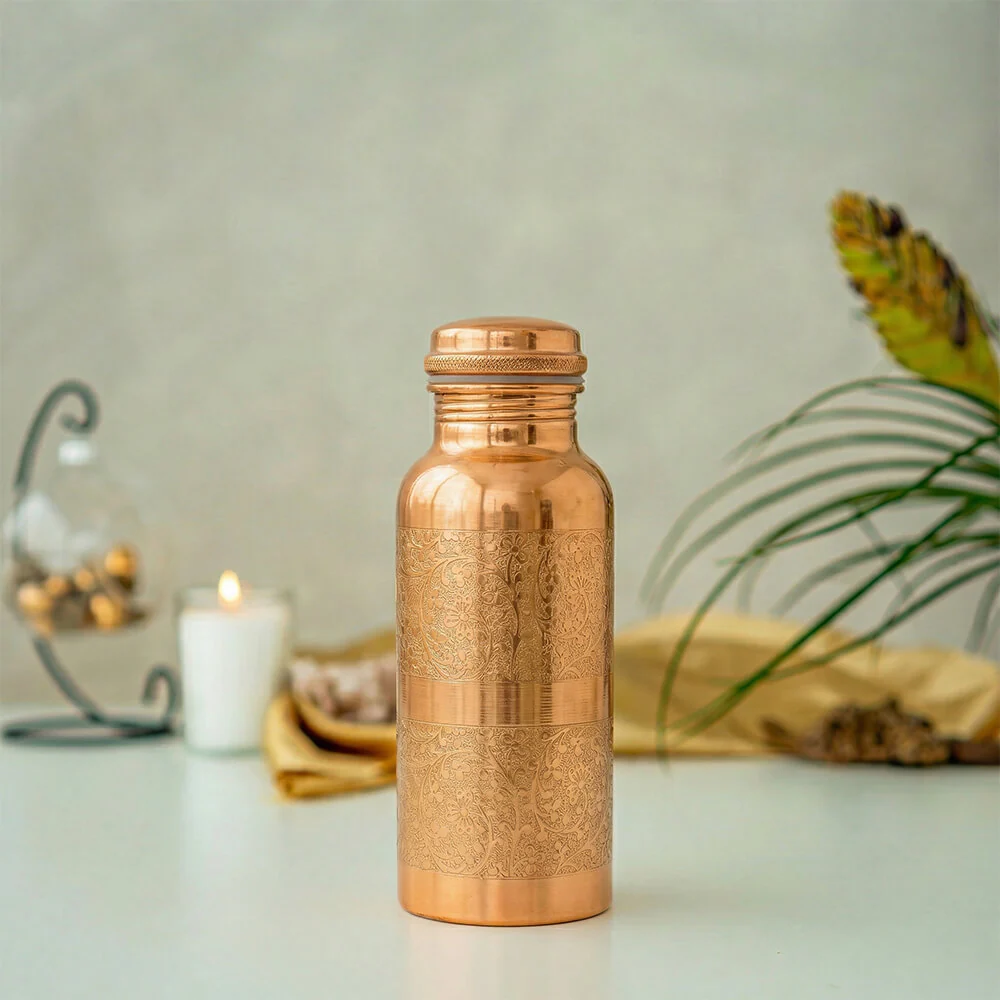 Kupferflasche mit Blumenmuster - Image 2
