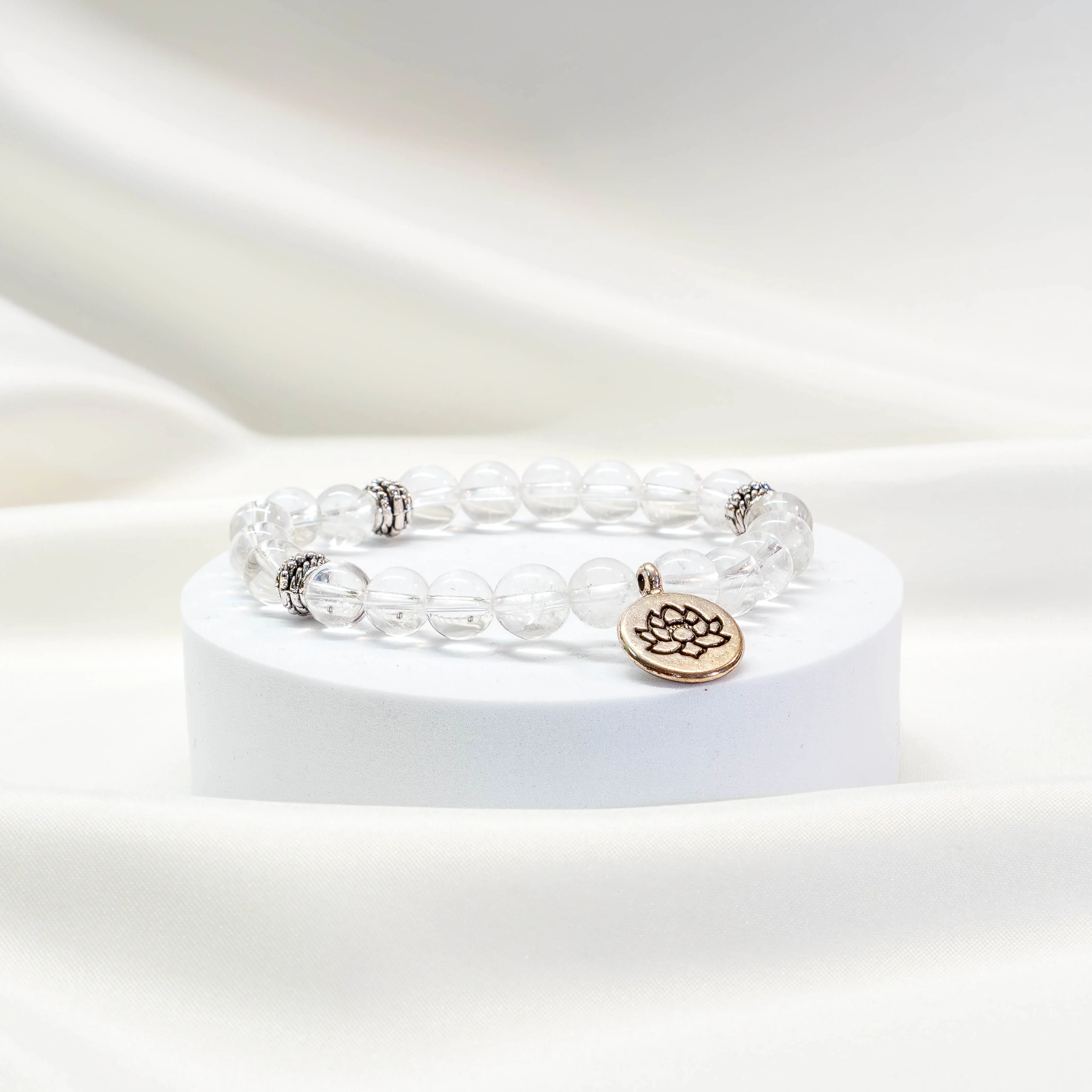 Mala Armband Bergkristall mit Lotus - Image 3