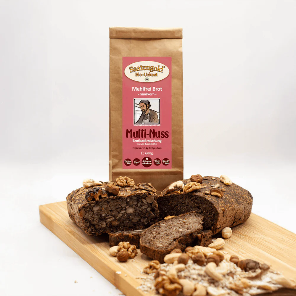 Mehlfreie Bio Brotbackmischung Multi-Nuss grobkörnig - Image 2