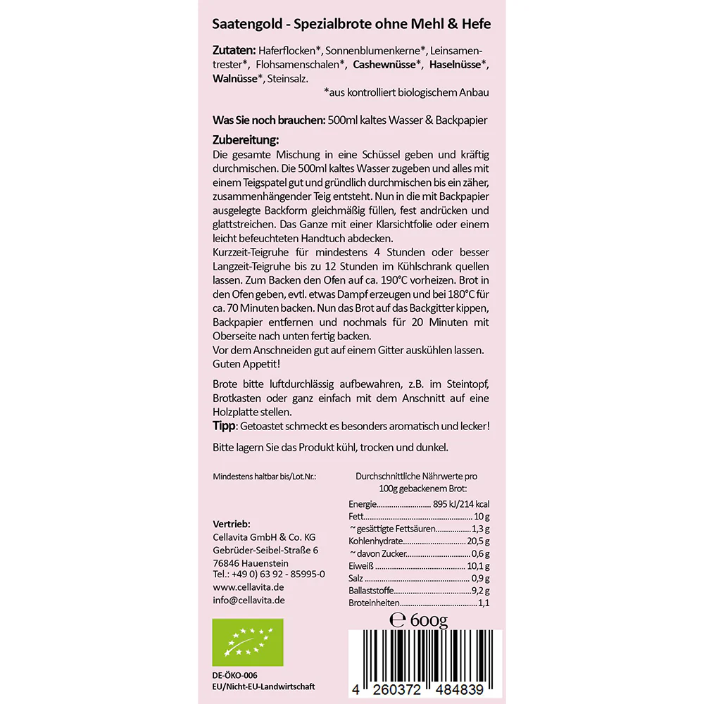 Mehlfreie Bio Brotbackmischung Multi-Nuss grobkörnig - Image 3