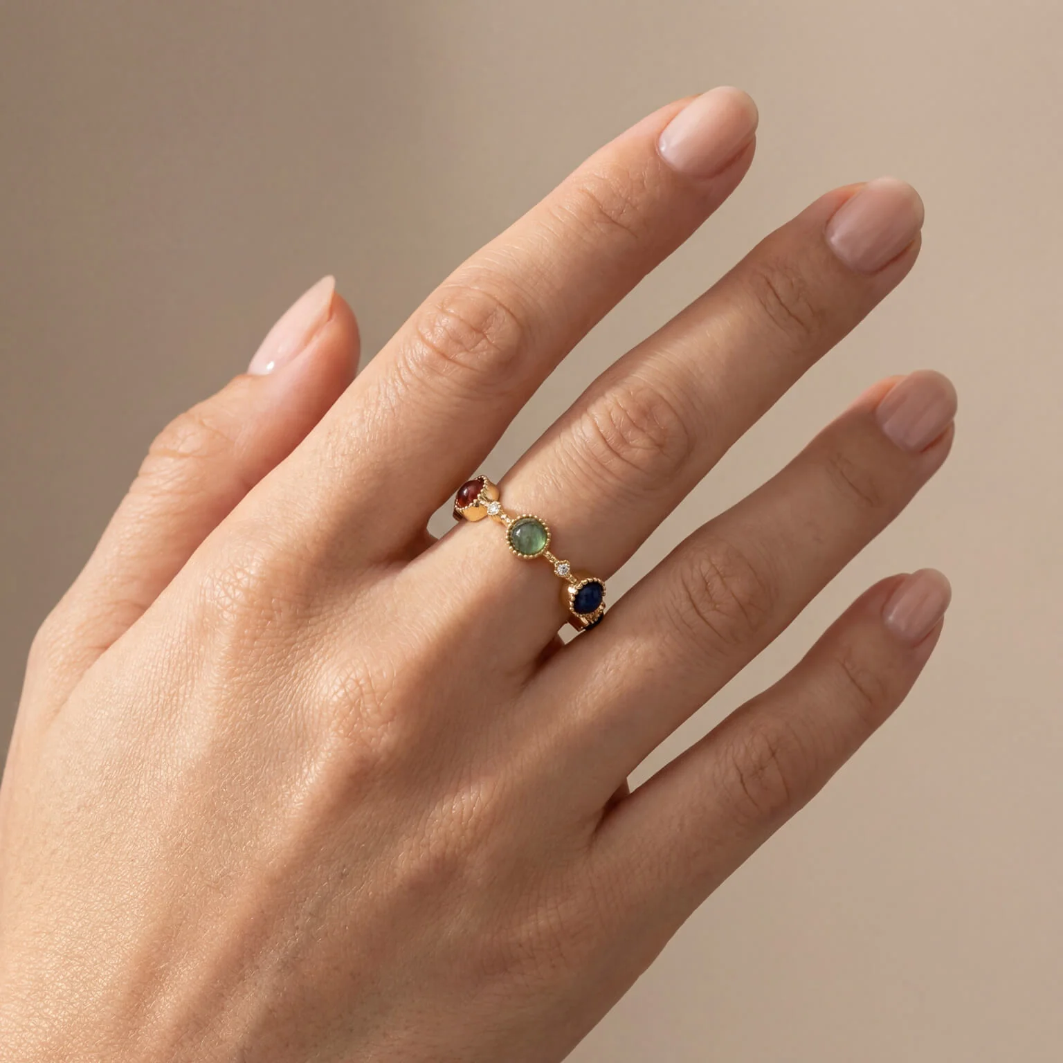 Offener Ring mit 7 Chakra Steinen - Image 2