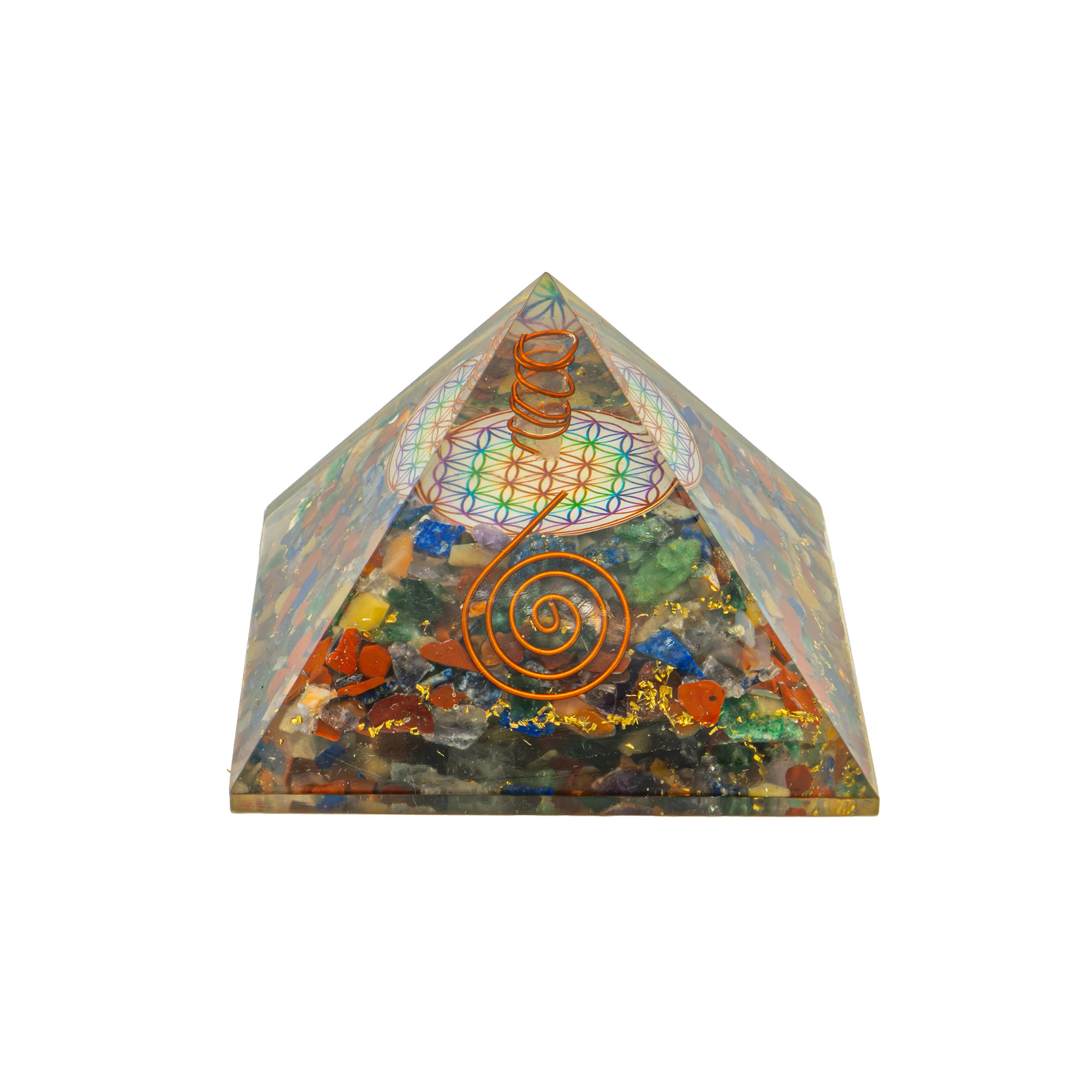 Orgonit Pyramide Chakra Blume des Lebens mit Kristallspitze - Image 3