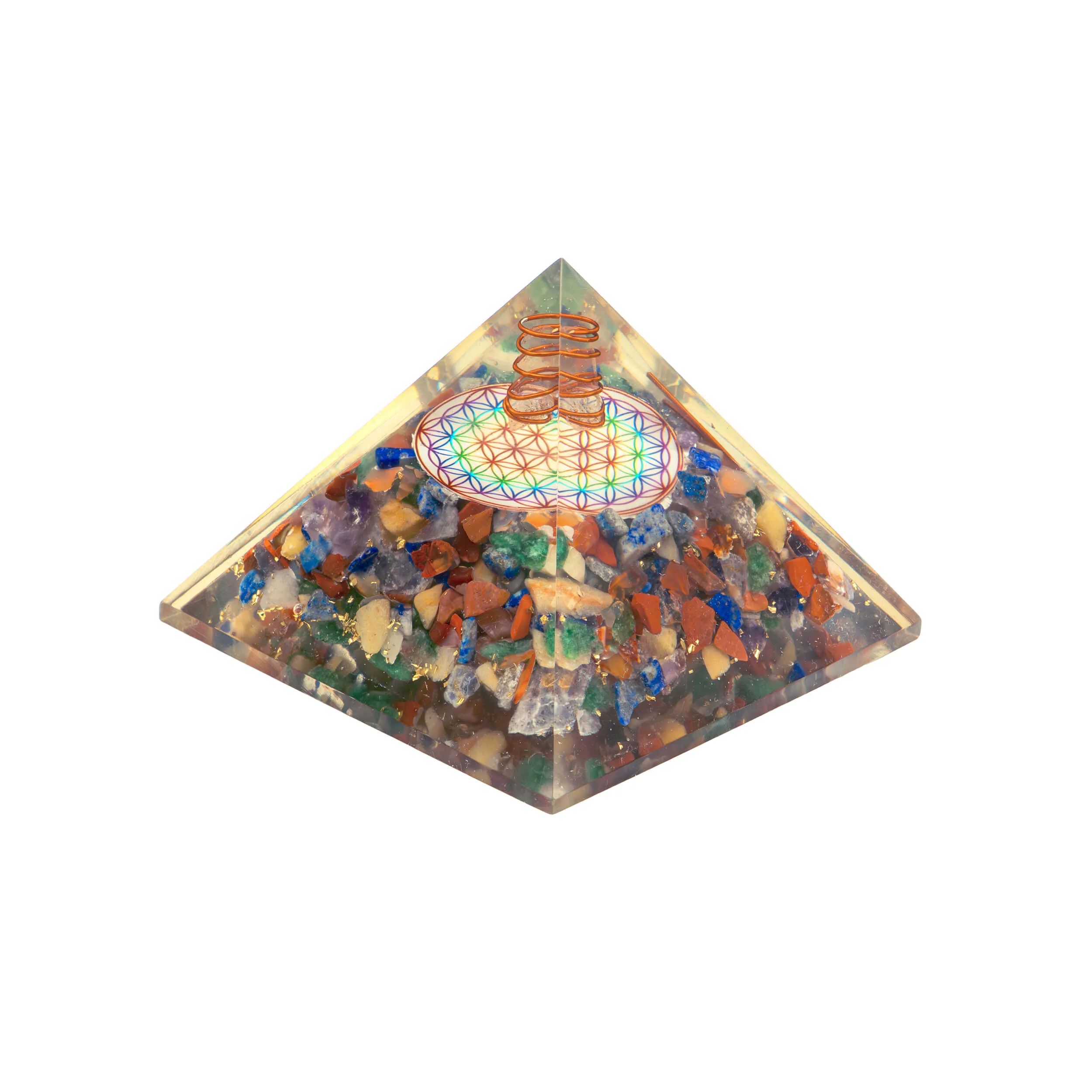 Orgonit Pyramide Chakra Blume des Lebens mit Kristallspitze - Image 4