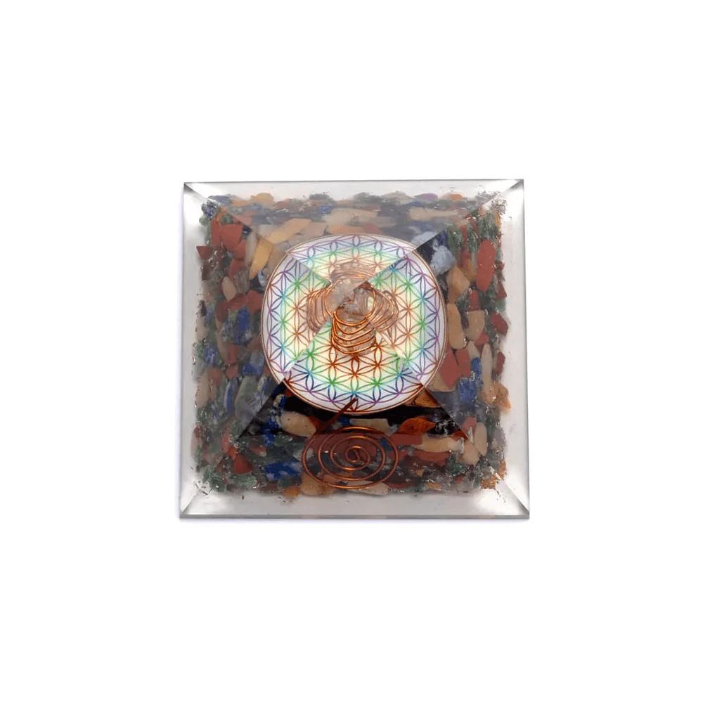 Orgonit Pyramide Chakra Blume des Lebens mit Kristallspitze - Image 5