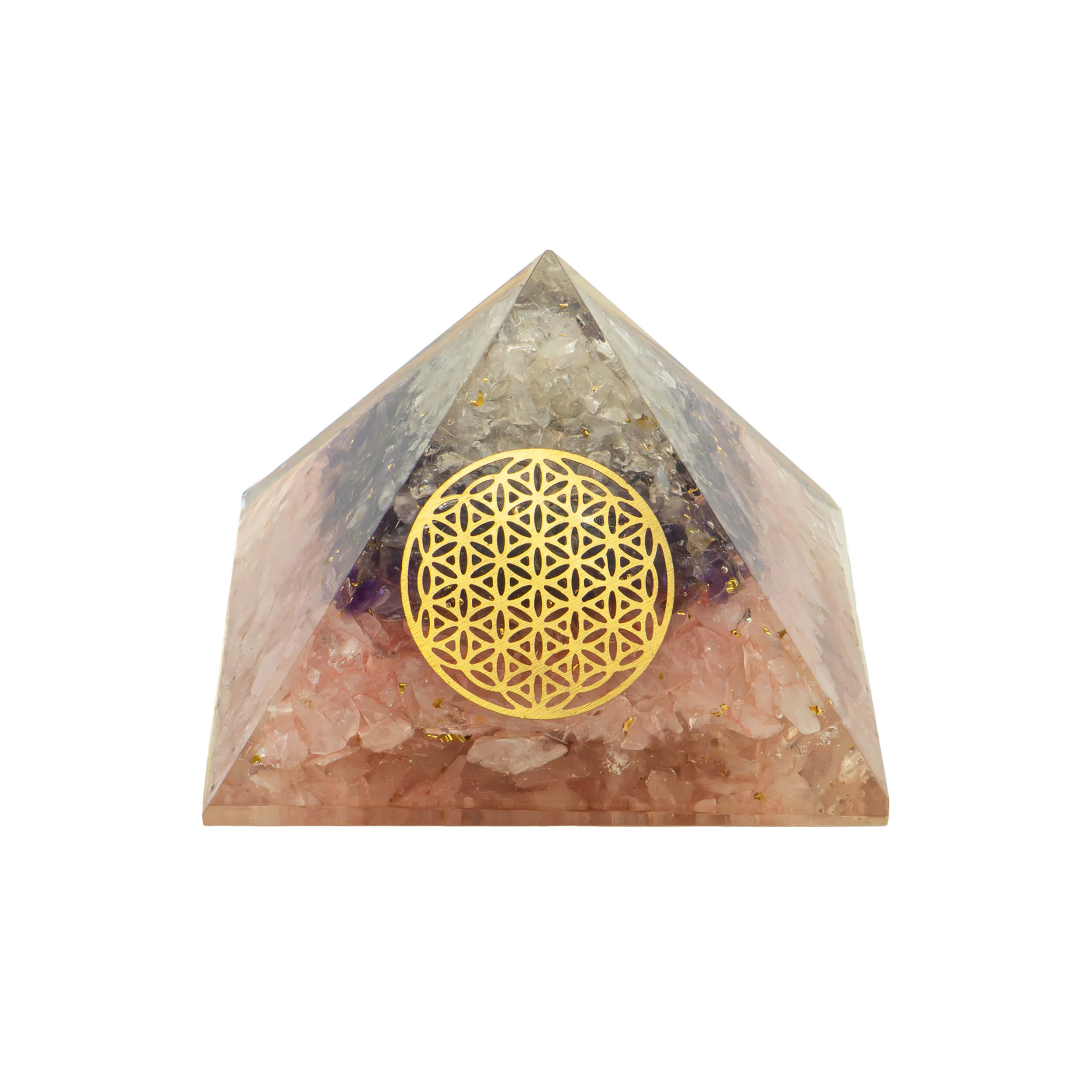 Orgonit Pyramide Goldene Dreieck mit Blume des Lebens - Image 3