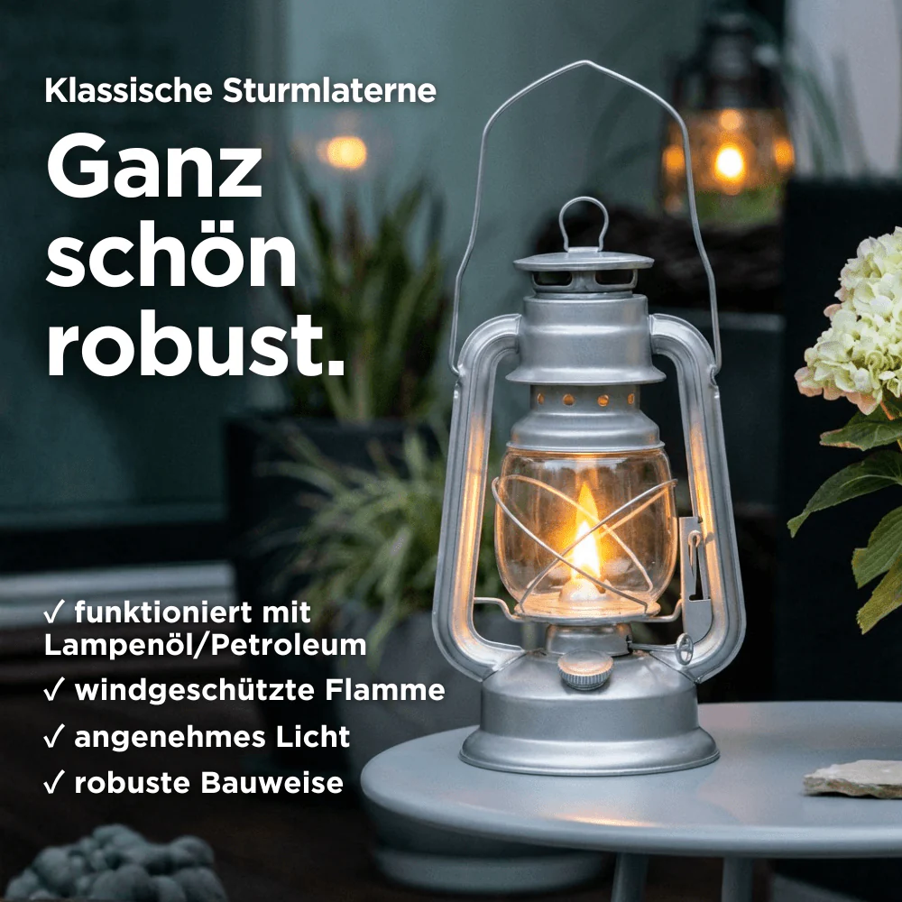 Sturmlaterne zinkfarben für Petroleum und Lampenöl - Image 2